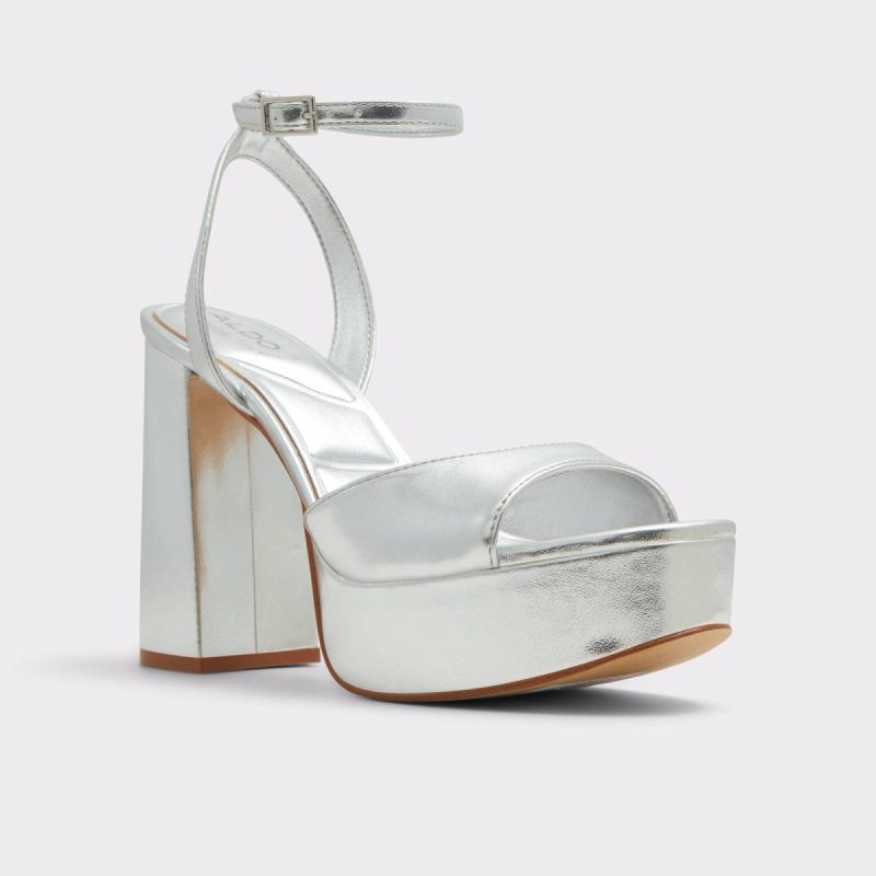 Women Valoria Silver Women's Platform Sandals Silver Aldo Sandals - Image 5