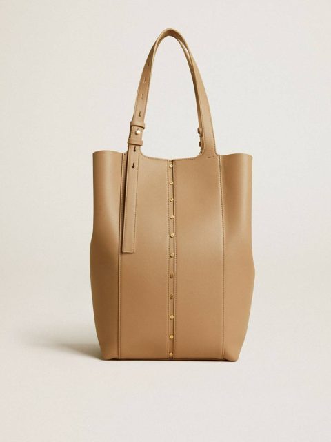 24/7 Bag In Cappuccino-Colored Leather With Adjustable Handles Women Handle Bags Cappuccino Golden Goose