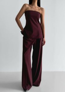 Abbie Strapless Top - Burgundy Women The Frankie Shop Tops Red - Image 2