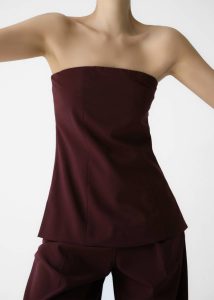 Abbie Strapless Top - Burgundy Women The Frankie Shop Tops Red - Image 3