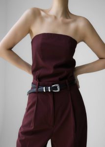 Abbie Strapless Top - Burgundy Women The Frankie Shop Tops Red - Image 5