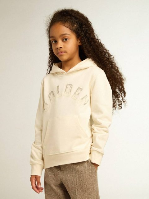 Aged White Hooded Sweatshirt In Aged White With Patches Golden Goose Topwear Selection (4-12 Years) Kids - Image 2