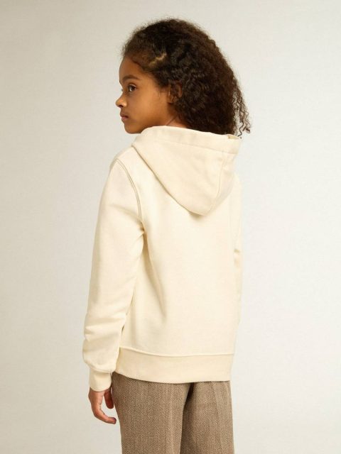 Aged White Hooded Sweatshirt In Aged White With Patches Golden Goose Topwear Selection (4-12 Years) Kids - Image 4