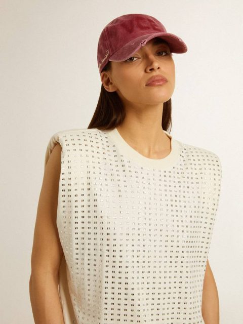 Aged White Sleeveless T-Shirt Embellished With Crystals Aged White Women T-Shirts & Tops Golden Goose - Image 5