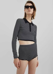 Alissa Striped Knit Briefs - Black/White Stripe The Frankie Shop Women Bottoms Black - Image 2