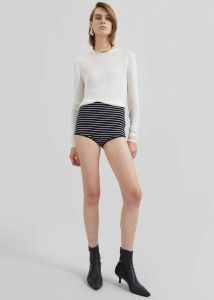 Alissa Striped Knit Briefs - Black/White Stripe The Frankie Shop Women Bottoms Black