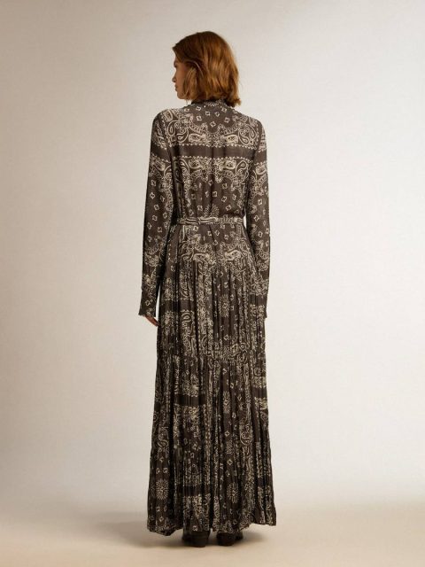 Anthracite Gray Anthracite-Gray Shirt Dress With Paisley Print Women Dresses & Jumpsuits Golden Goose - Image 4
