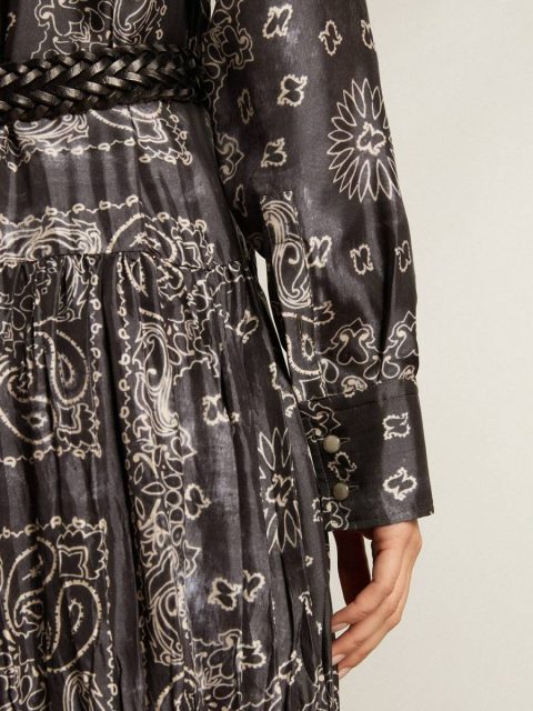 Anthracite Gray Anthracite-Gray Shirt Dress With Paisley Print Women Dresses & Jumpsuits Golden Goose - Image 5