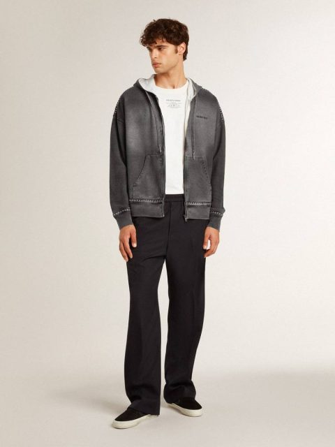 Anthracite Gray Women Sweatshirts Golden Goose Sprayed Effect Anthracite Sweatshirt With Studs - Image 3