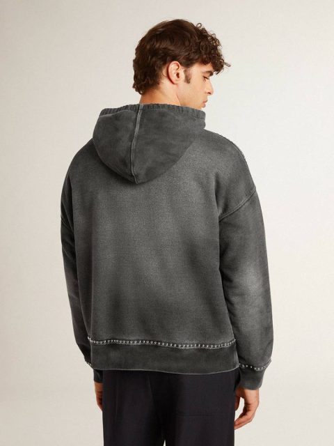 Anthracite Gray Women Sweatshirts Golden Goose Sprayed Effect Anthracite Sweatshirt With Studs - Image 4
