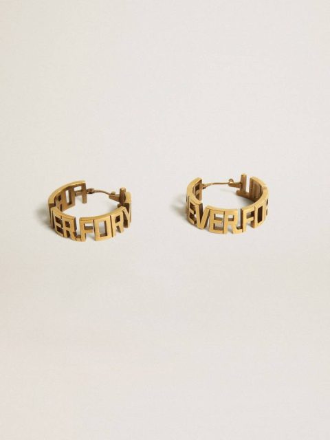 Antique Gold Jewelry Golden Goose Hoop Earrings In Antique Gold Color With Forever For You Lettering Women