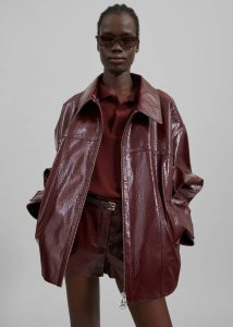 Arbor Crackled Faux Leather Jacket - Burgundy Red The Frankie Shop Outerwear Women - Image 2
