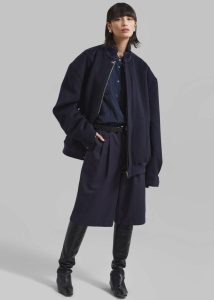 Arley Oversized Bomber - Navy The Frankie Shop Outerwear Women Blue
