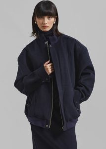 Arley Oversized Bomber - Navy The Frankie Shop Outerwear Women Blue - Image 5