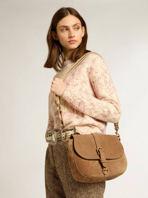 Ash Medium Sally Bag In Ash-Colored Suede With Contrasting Buckle And Shoulder Strap Crossbody Bags Golden Goose Women - Image 3
