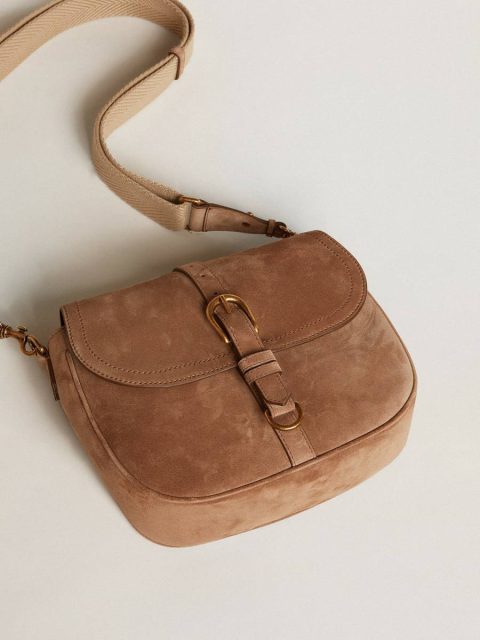 Ash Medium Sally Bag In Ash-Colored Suede With Contrasting Buckle And Shoulder Strap Crossbody Bags Golden Goose Women - Image 5