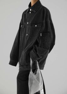 Ashford Oversized Denim Jacket - Black Wash Black Women Outerwear The Frankie Shop - Image 2