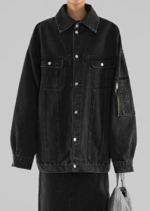 Ashford Oversized Denim Jacket - Black Wash Black Women Outerwear The Frankie Shop - Image 4