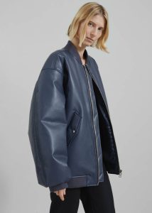 Astra Faux Leather Bomber Jacket - Navy The Frankie Shop Men Outerwear Blue - Image 2