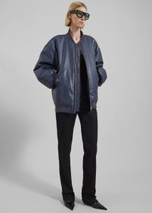 Astra Faux Leather Bomber Jacket - Navy The Frankie Shop Men Outerwear Blue
