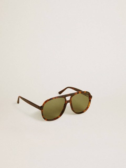 Aviator Style Sunglasses With Tortoiseshell Frame And Green Lenses Tortoiseshell Golden Goose Sunglasses Women