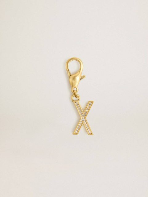 Bag Accessories Gold Golden Goose Letter X Charm In Gold-Colored Brass With Crystals Women