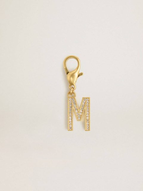 Bag Accessories Letter M Charm In Gold-Colored Brass With Crystals Gold Women Golden Goose