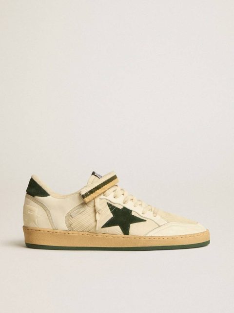 Ball Star Ball Star In Nylon And Nappa With Green Suede Star And Heel Tab Golden Goose Men