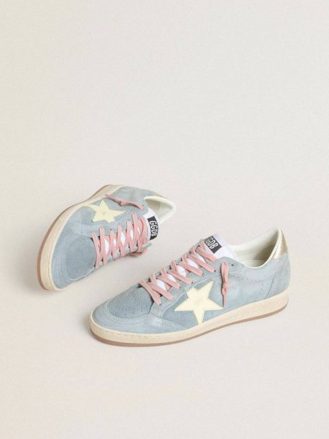 Ball Star Ball Star In Powder-Blue Suede With Cream-Colored Leather Star Golden Goose Women - Image 2