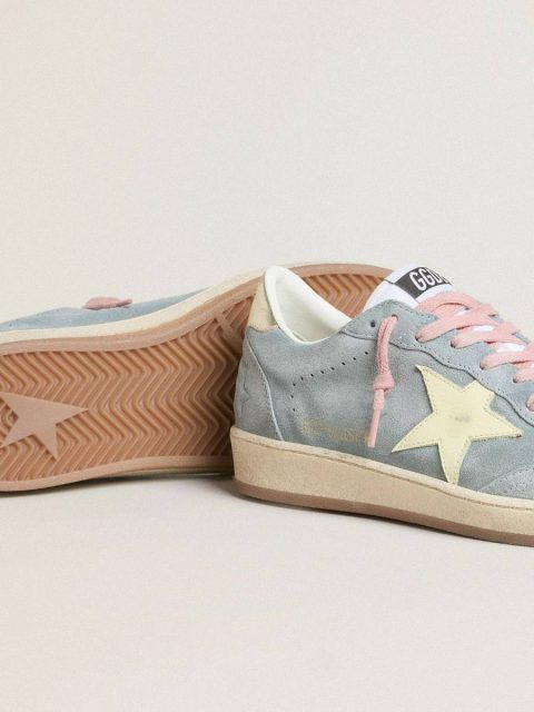 Ball Star Ball Star In Powder-Blue Suede With Cream-Colored Leather Star Golden Goose Women - Image 3