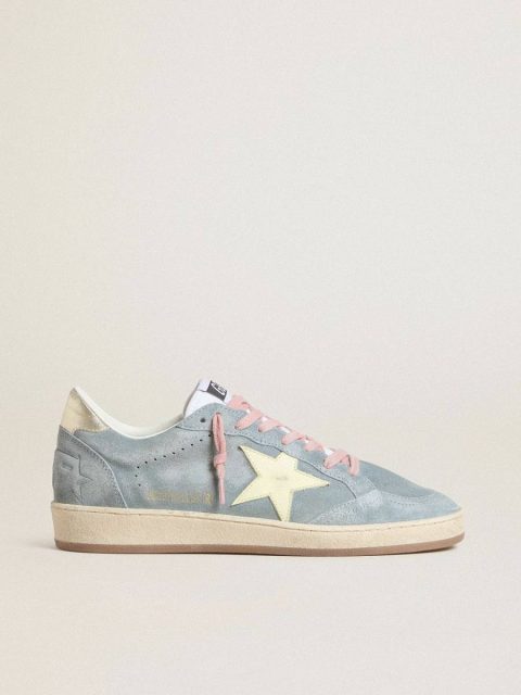 Ball Star Ball Star In Powder-Blue Suede With Cream-Colored Leather Star Golden Goose Women