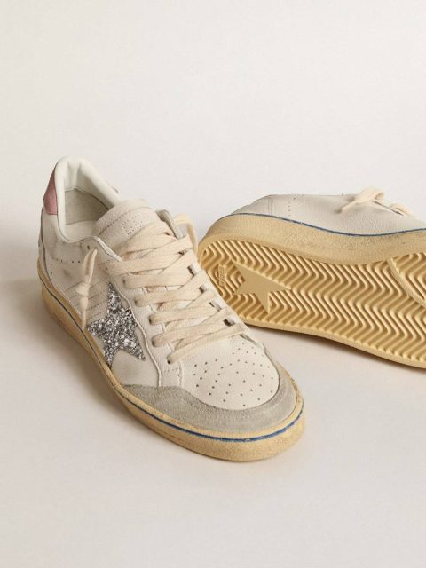 Ball Star Ball Star Ltd With Glitter Star And Pink Suede Heel Tab Golden Goose Women - Image 4