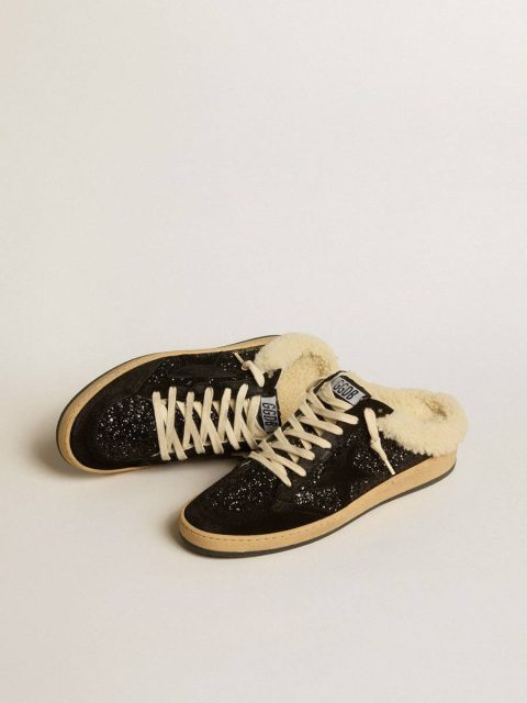 Ball Star Ball Star Sabots In Black Glitter With Black Star And Shearling Lining Women Golden Goose - Image 2