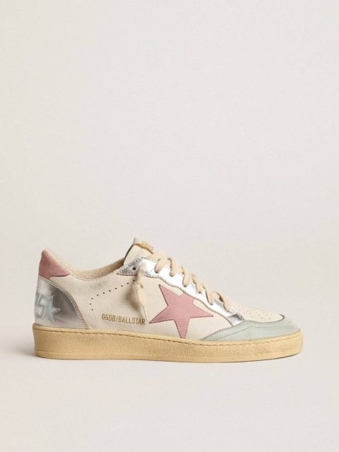 Ball Star Ball Star With Pink Suede Star And Metallic Leather Inserts Women Golden Goose