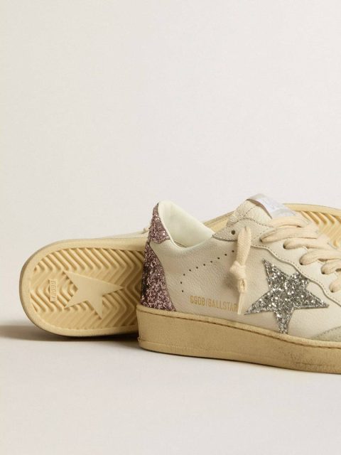 Ball Star Ball Star With Silver Glitter Star And Pink Glitter Heel Tab Golden Goose Women - Image 4