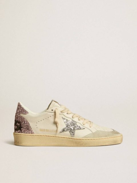 Ball Star Ball Star With Silver Glitter Star And Pink Glitter Heel Tab Golden Goose Women