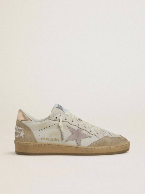 Ball Star Golden Goose Ball Star With Pink Suede Star And Silver Glitter Edges And Rose Gold Heel Tab Women