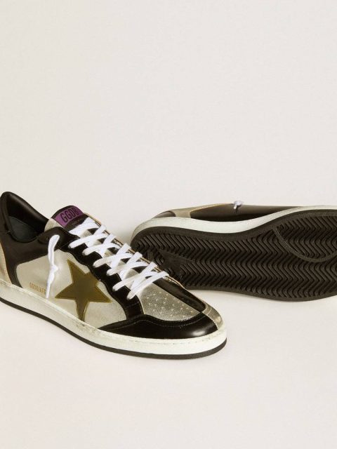 Ball Star Golden Goose Men Men's Ball Star Lab In Silver Leather With Brown Leather Star And Black Heel Tab - Image 3