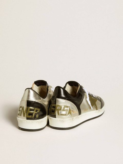 Ball Star Golden Goose Men Men's Ball Star Lab In Silver Leather With Brown Leather Star And Black Heel Tab - Image 4