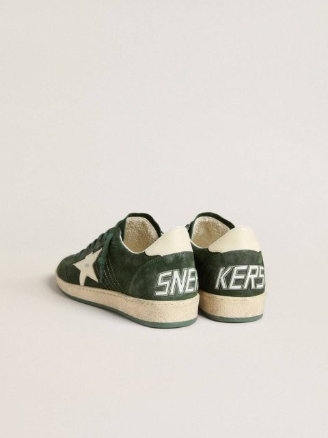 Ball Star Golden Goose Men's Ball Star In Green Suede With White Leather Star And Heel Tab Men - Image 4