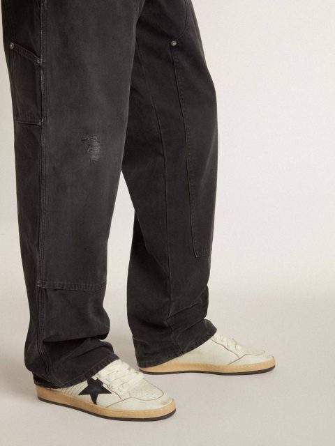 Ball Star Golden Goose Men’s Ball Star With Black Leather Star And Green Leather Heel Tab Men White - Image 3
