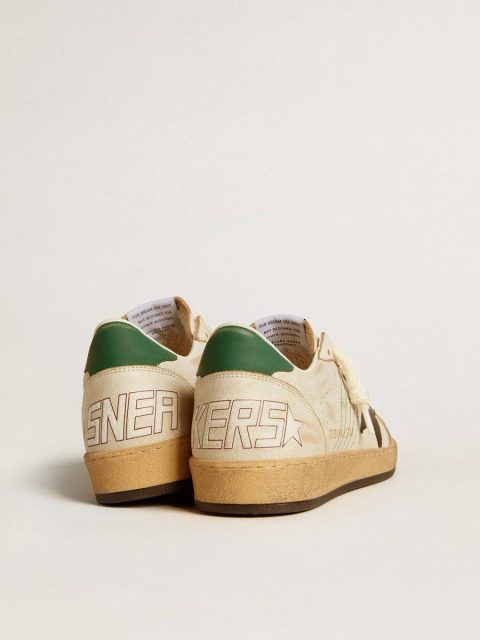 Ball Star Golden Goose Men’s Ball Star With Black Leather Star And Green Leather Heel Tab Men White - Image 5