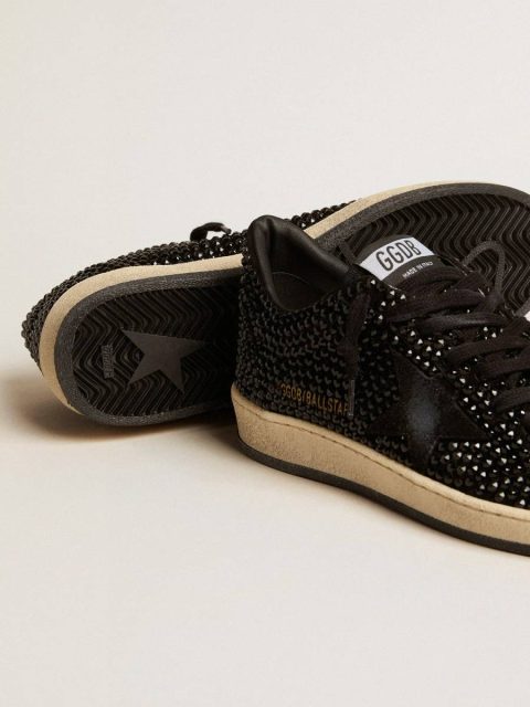 Ball Star Golden Goose Women Ball Star In Suede With Black Swarovski Crystals And Black Suede Star - Image 4