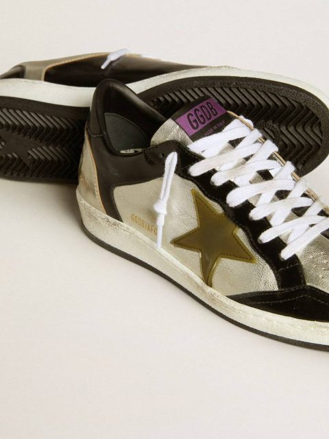 Ball Star Golden Goose Women Women’s Ball Star Lab In Silver Leather With Brown Leather Star And Black Heel Tab - Image 3