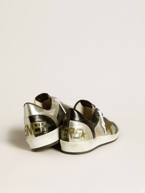 Ball Star Golden Goose Women Women’s Ball Star Lab In Silver Leather With Brown Leather Star And Black Heel Tab - Image 4