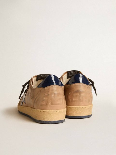 Ball Star In Beige Leather With Blue Patent Leather Star And Heel Tab Beige Men Golden Goose Ball Star - Image 4
