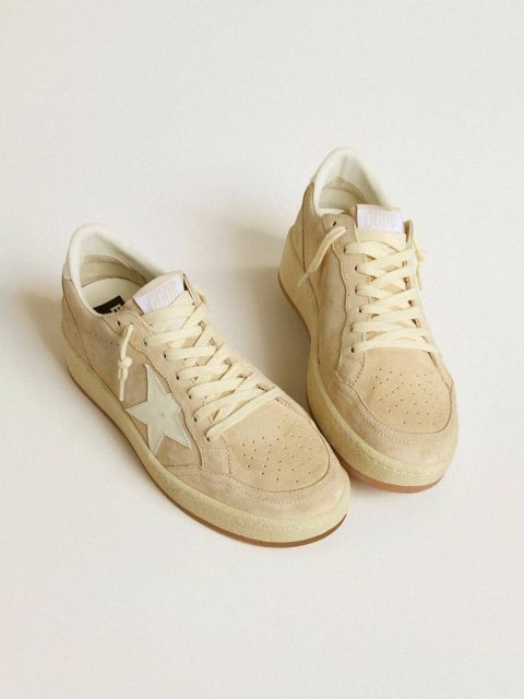 Ball Star In Beige Suede With White Leather Star And Heel Tab Golden Goose Ball Star Women - Image 2