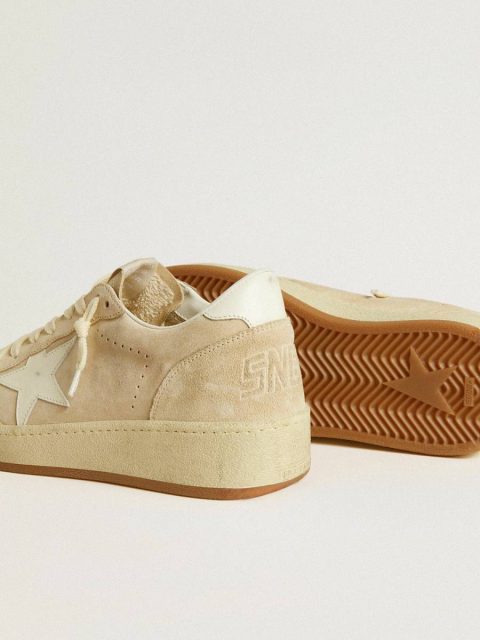Ball Star In Beige Suede With White Leather Star And Heel Tab Golden Goose Ball Star Women - Image 5