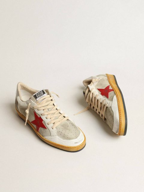 Ball Star In Gray Suede With Red Star And Silver Heel Tab Ball Star Golden Goose Men - Image 2