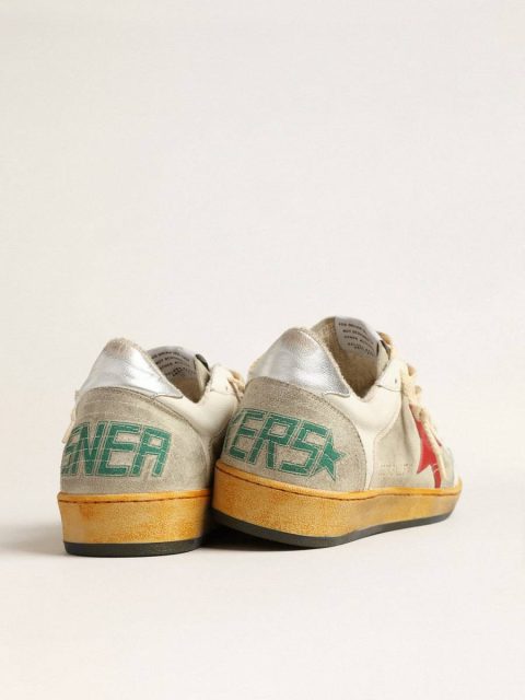 Ball Star In Gray Suede With Red Star And Silver Heel Tab Ball Star Golden Goose Men - Image 4